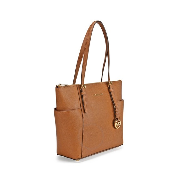 Michael Kors Handbags - MK Jet Set Large Top-Zip Saffiano Leather Tote